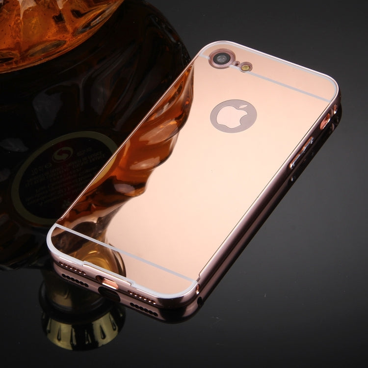 For  iPhone 8 & 7  Separable Electroplating Mirror Push Pull PC Protective Case Back Shell Cover + Metal Bumper Frame