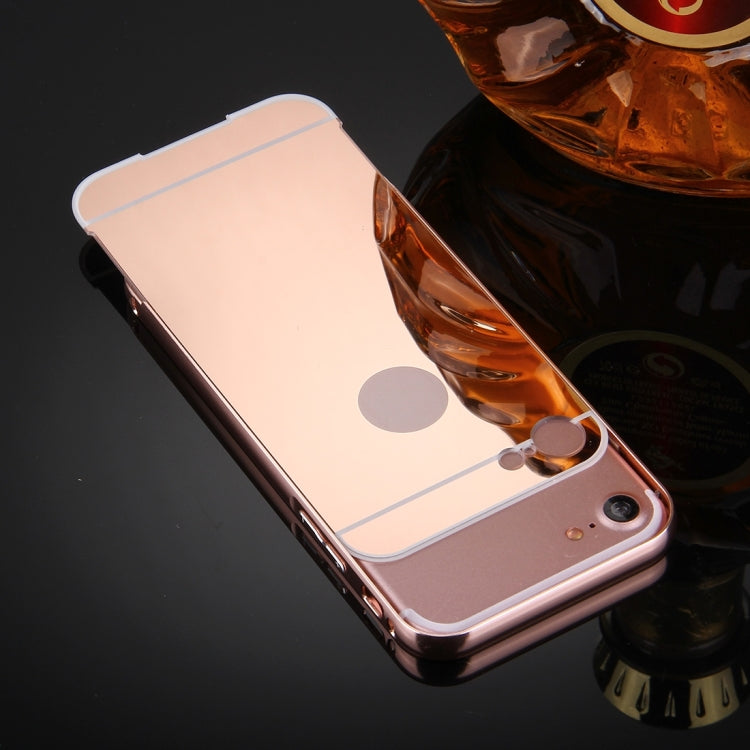 For  iPhone 8 & 7  Separable Electroplating Mirror Push Pull PC Protective Case Back Shell Cover + Metal Bumper Frame