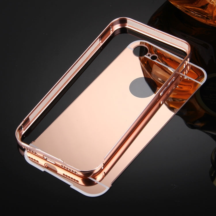 For  iPhone 8 & 7  Separable Electroplating Mirror Push Pull PC Protective Case Back Shell Cover + Metal Bumper Frame