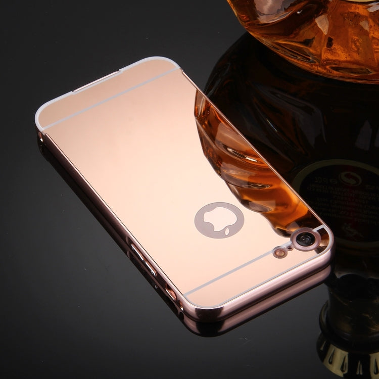 For  iPhone 8 & 7  Separable Electroplating Mirror Push Pull PC Protective Case Back Shell Cover + Metal Bumper Frame