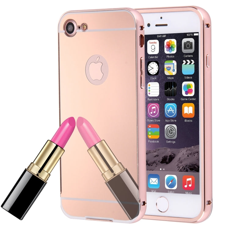 For  iPhone 8 & 7  Separable Electroplating Mirror Push Pull PC Protective Case Back Shell Cover + Metal Bumper Frame