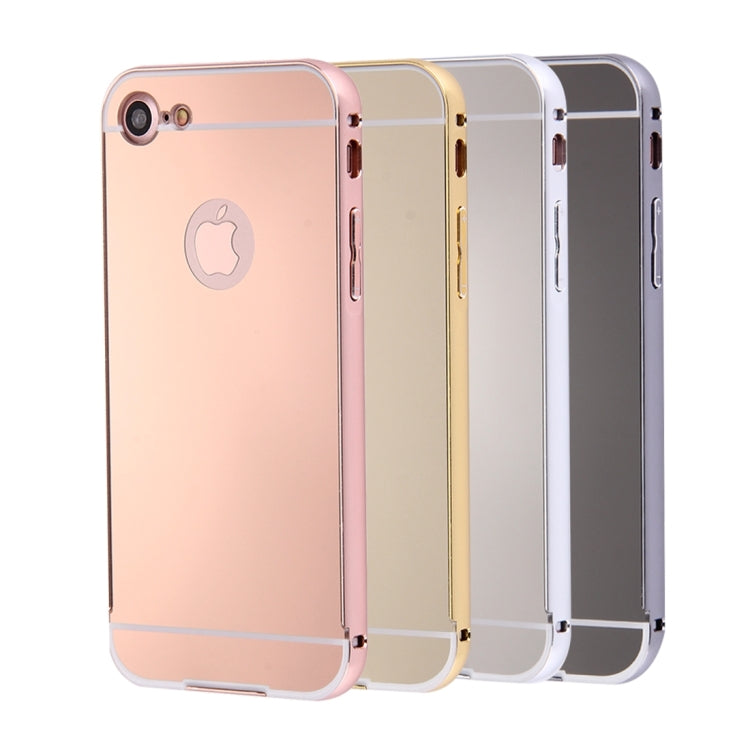 For  iPhone 8 & 7  Separable Electroplating Mirror Push Pull PC Protective Case Back Shell Cover + Metal Bumper Frame