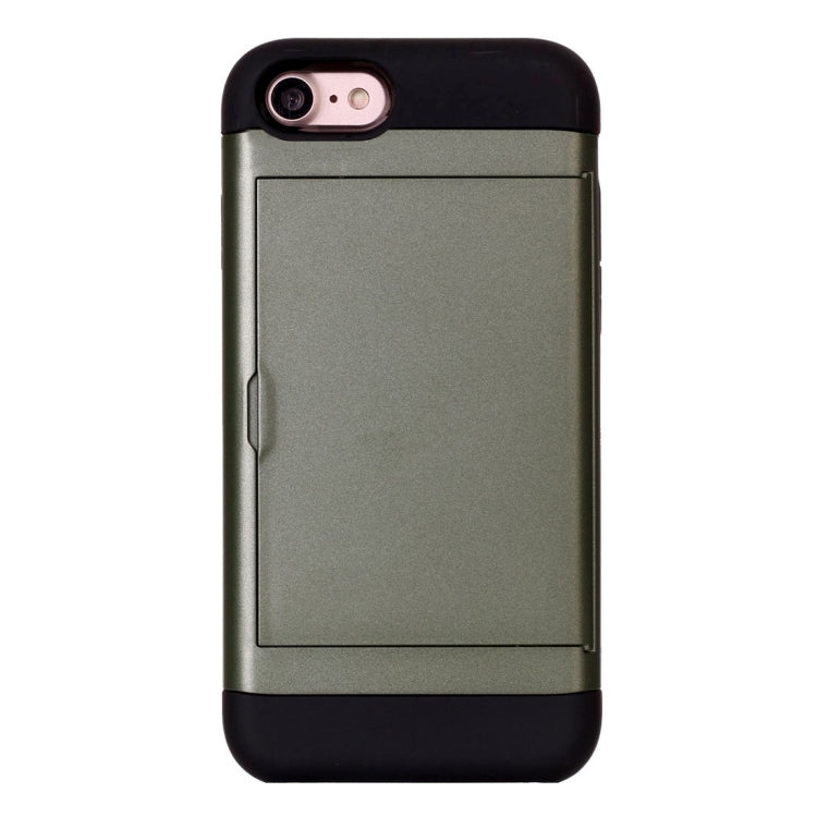 For  iPhone 8 & 7  Slide Style TPU + PC Combination Case with Card Slot