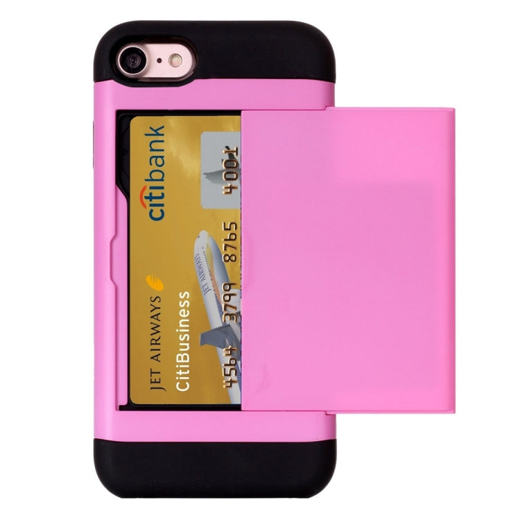 For  iPhone 8 & 7  Slide Style TPU + PC Combination Case with Card Slot