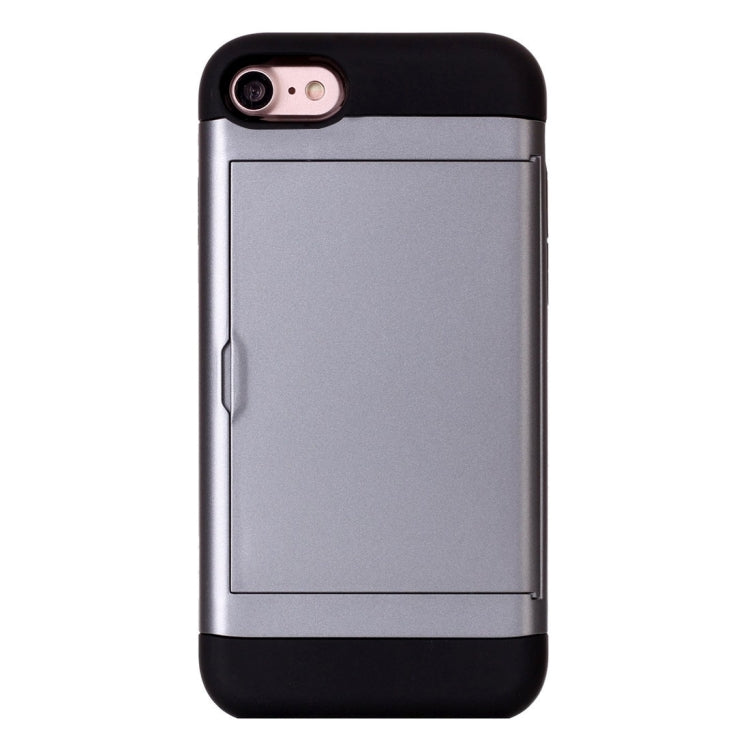 For  iPhone 8 & 7  Slide Style TPU + PC Combination Case with Card Slot