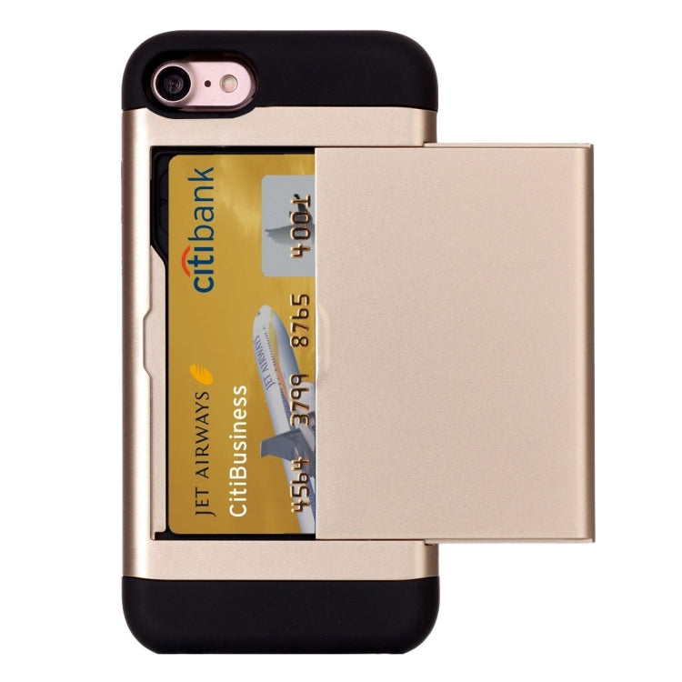 For  iPhone 8 & 7  Slide Style TPU + PC Combination Case with Card Slot