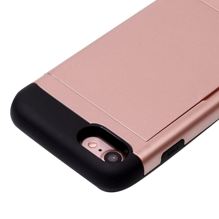 For  iPhone 8 & 7  Slide Style TPU + PC Combination Case with Card Slot