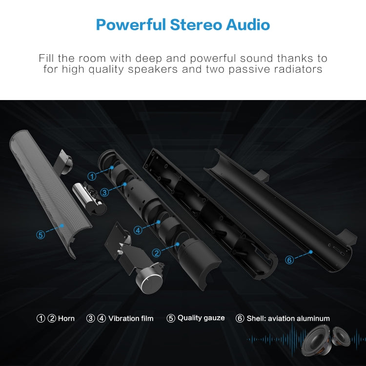 SOUND BAR X6 Bluetooth 5.0 Cylinder Metal Bluetooth Speaker(Black)