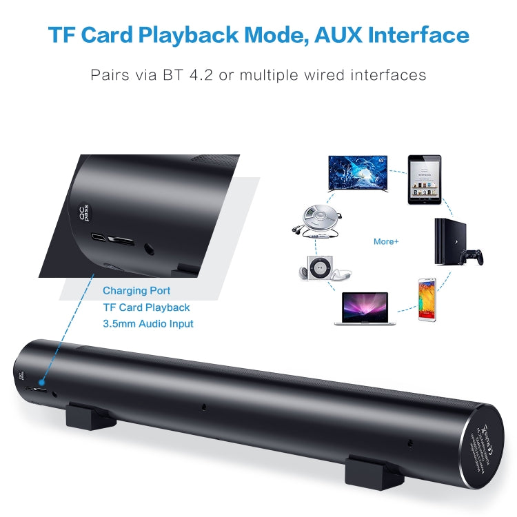 SOUND BAR X6 Bluetooth 5.0 Cylinder Metal Bluetooth Speaker(Black)