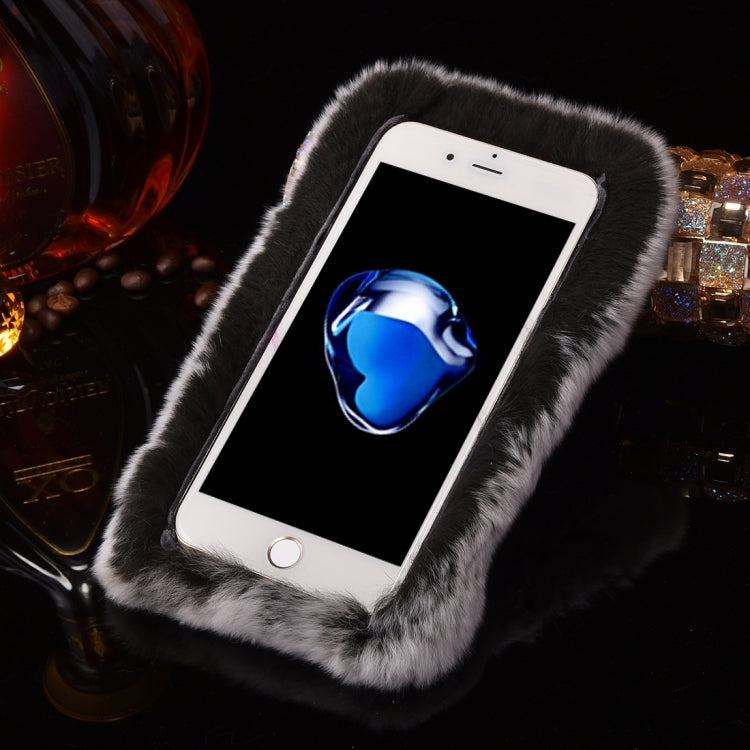 For  iPhone 8 & 7  Genuine Rabbit Hair Diamond Encrusted Thickened PC Protective Case