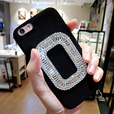 For  iPhone 8 & 7  Diamond Encrusted Plush Cloth Protective Back Cover Case