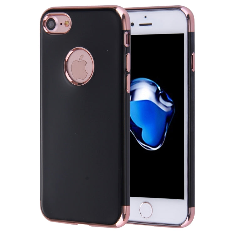For  iPhone 8 & 7  Smooth Surface Electroplating Frame TPU Protective Case (Rose Gold)