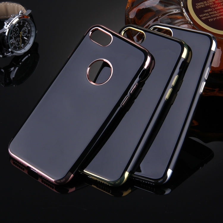 For  iPhone 8 & 7  Smooth Surface Electroplating Frame TPU Protective Case (Rose Gold)