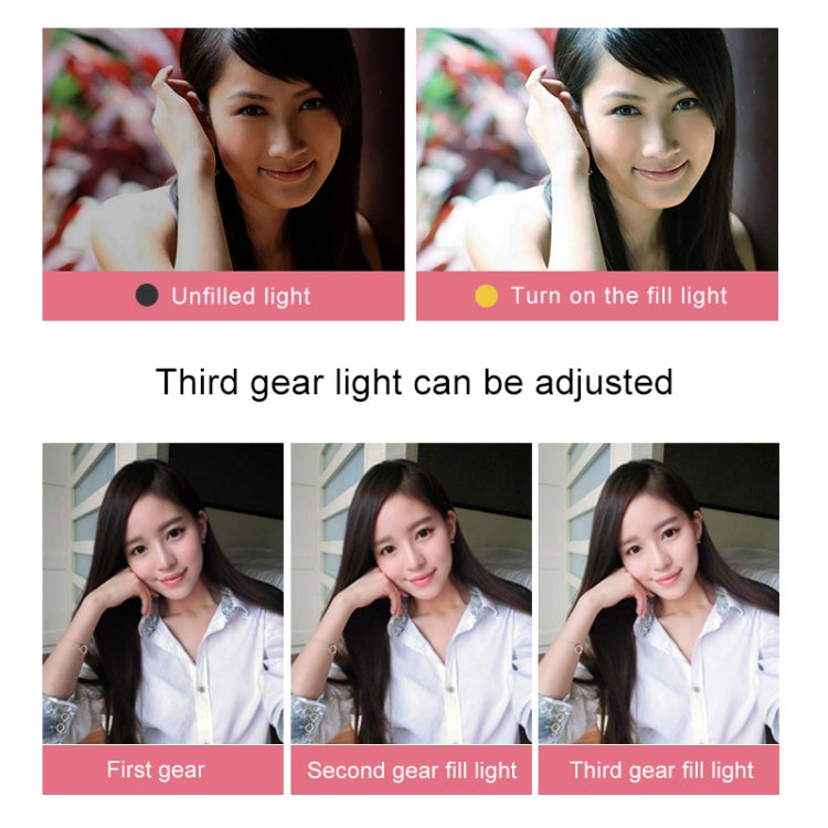 CYKE BR34 Micro USB Round Beauty Live LED Fill Light with Mirror
