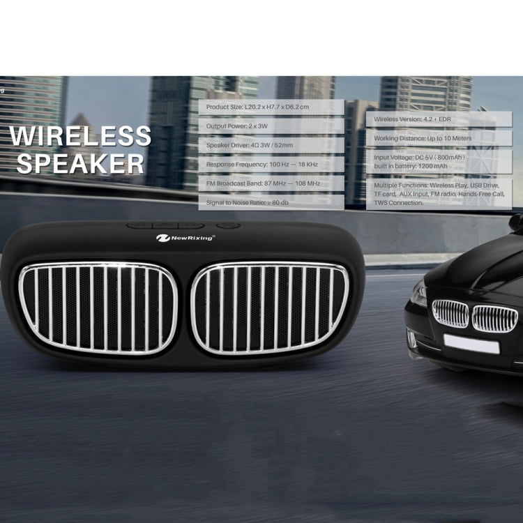 NewRixing NR-2020 Car Model Concept Design Bluetooth Speaker with Hands-free Call Function, Support TF Card & USB & FM & AUX