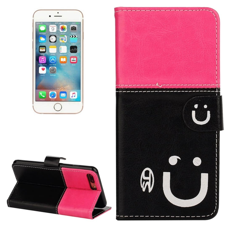 For  iPhone 8 & 7  Smiling Face Pattern Splice Horizontal Flip Leather Case with Holder & Card Slots & Wallet