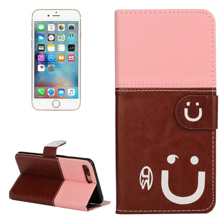For  iPhone 8 & 7  Smiling Face Pattern Splice Horizontal Flip Leather Case with Holder & Card Slots & Wallet
