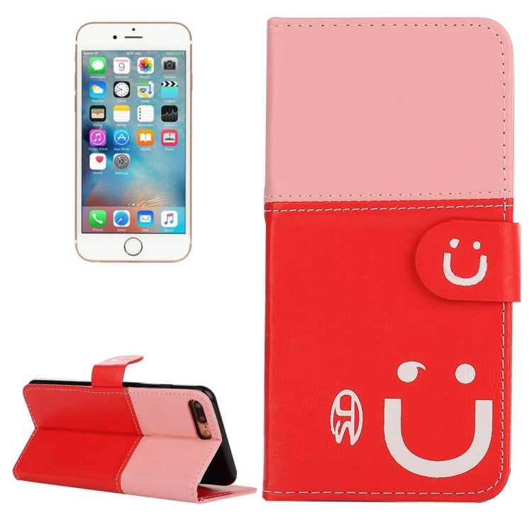For  iPhone 8 & 7  Smiling Face Pattern Splice Horizontal Flip Leather Case with Holder & Card Slots & Wallet