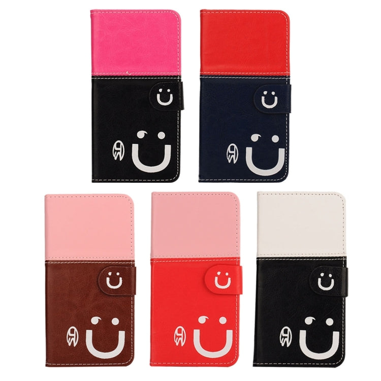 For  iPhone 8 & 7  Smiling Face Pattern Splice Horizontal Flip Leather Case with Holder & Card Slots & Wallet