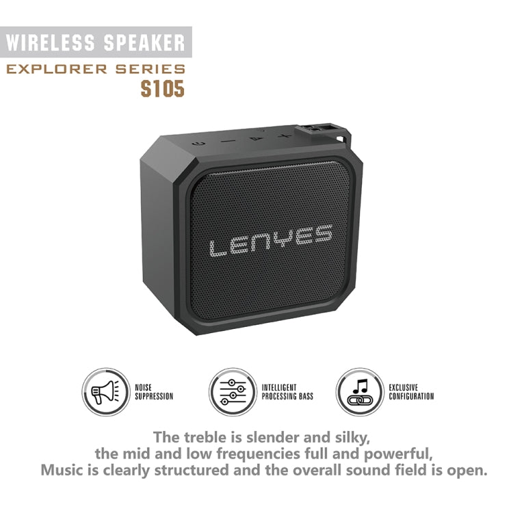 Lenyes S105 IPX7 Waterproof HiFi Bass Wireless Bluetooth Speaker, Support Hands-free / Micro SD Card