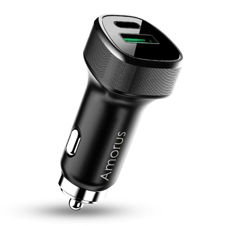 Amorus CC-76 36W QC3.0 + Type-C PD Dual Output Fast Charging Car Charger(Black)