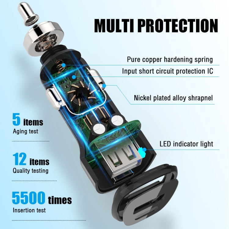 Amorus CC-76 36W QC3.0 + Type-C PD Dual Output Fast Charging Car Charger(Black)