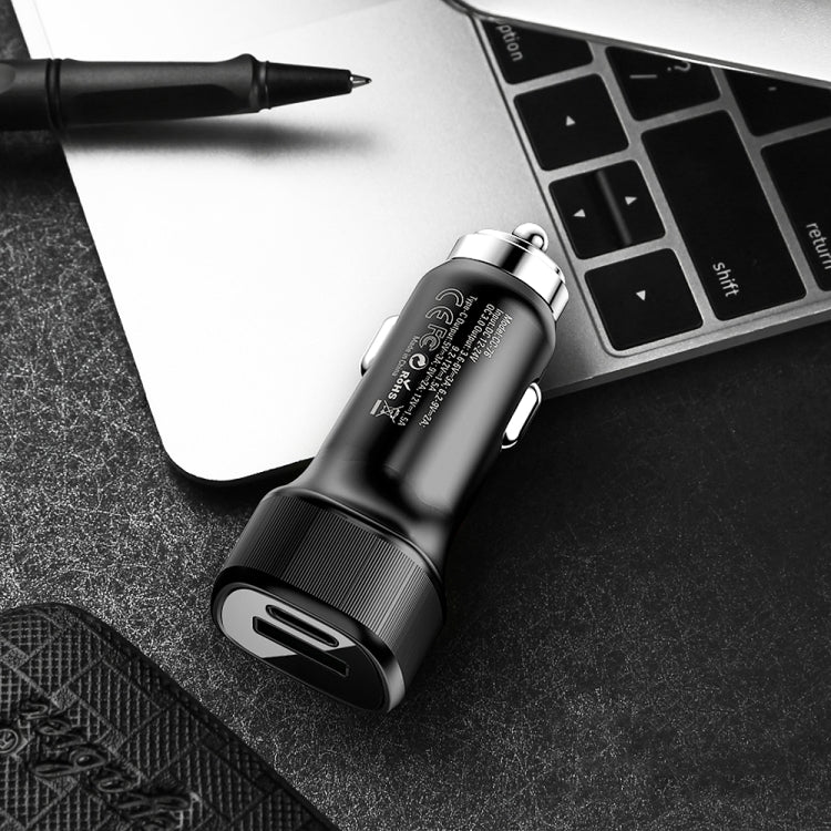 Amorus CC-76 36W QC3.0 + Type-C PD Dual Output Fast Charging Car Charger(Black)