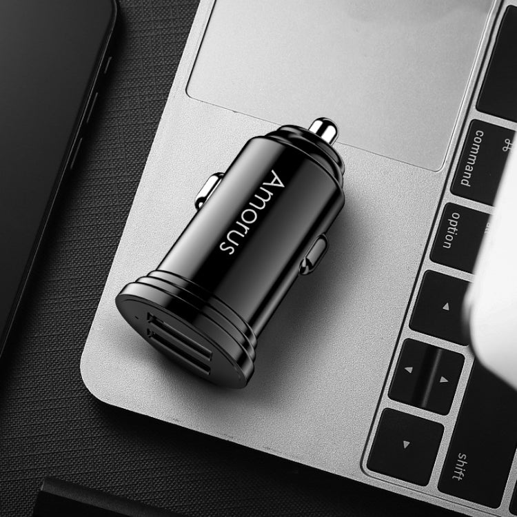 Amorus CC-56 3.4A Dual USB Output Car Charger(Black)