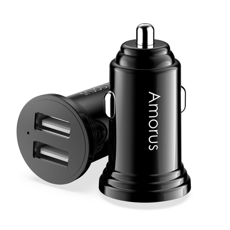Amorus CC-56 3.4A Dual USB Output Car Charger(Black)