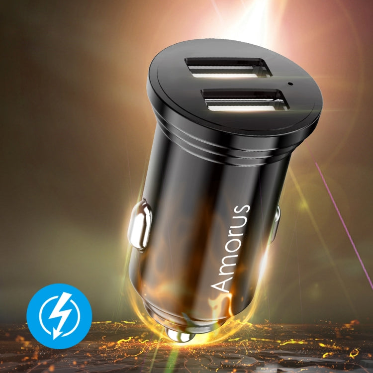 Amorus CC-56 3.4A Dual USB Output Car Charger(Black)