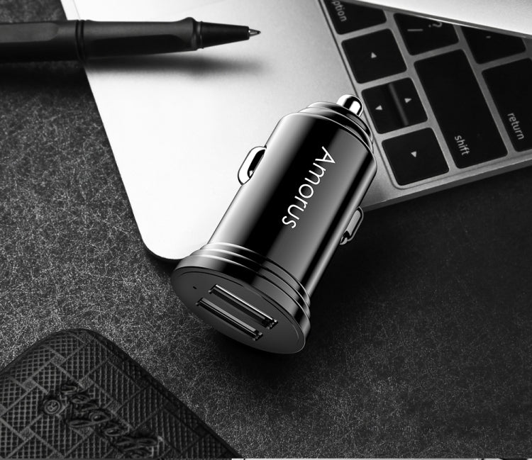 Amorus CC-56 3.4A Dual USB Output Car Charger(Black)