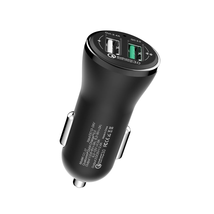 Amorus CC-37 QC3.0 + 2.4A Dual USB Output Car Charger(Black)