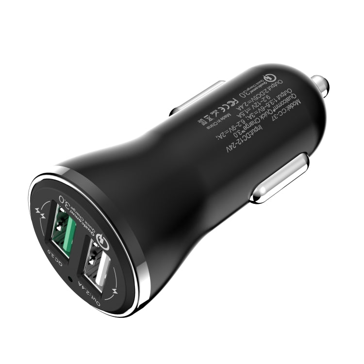 Amorus CC-37 QC3.0 + 2.4A Dual USB Output Car Charger(Black)