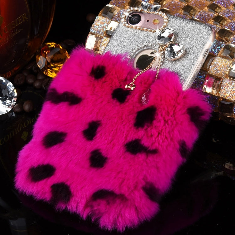 For  iPhone 8 & 7  Genuine Rabbit Hair Diamond Encrusted Flash Powder Soft TPU Protective Case