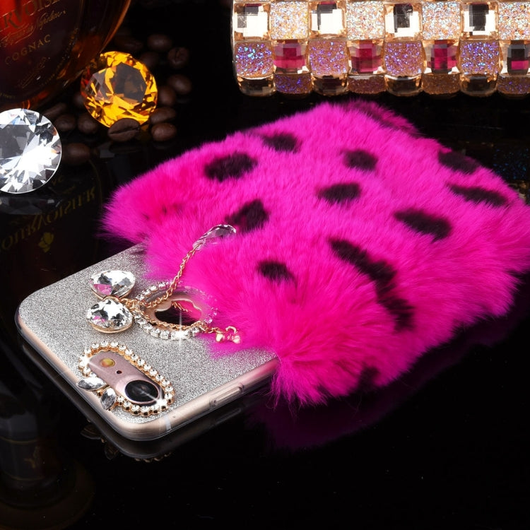 For  iPhone 8 & 7  Genuine Rabbit Hair Diamond Encrusted Flash Powder Soft TPU Protective Case