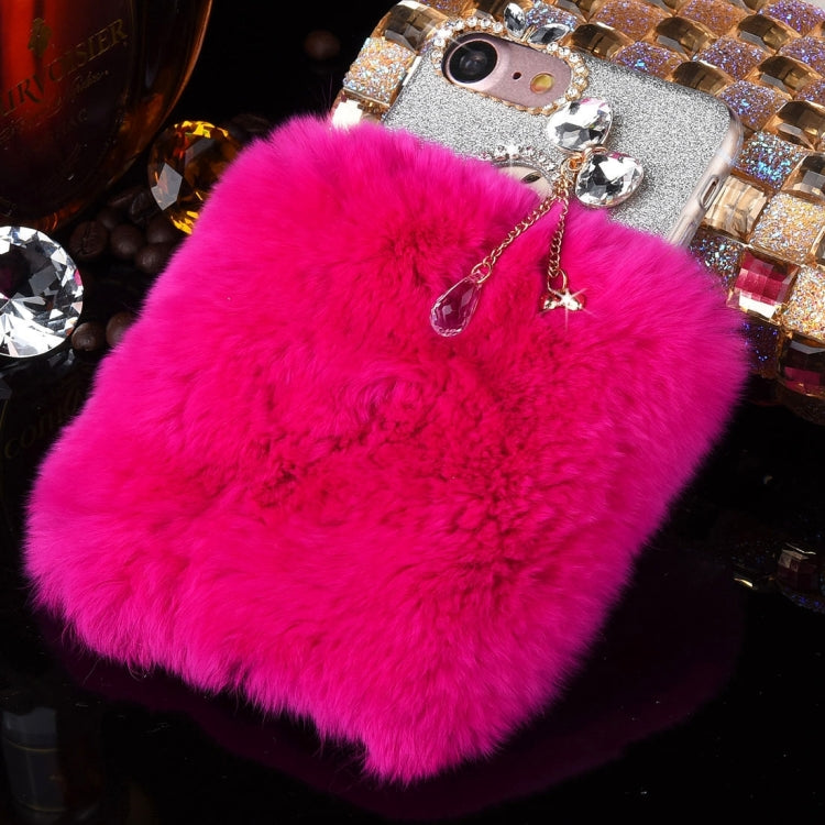 For  iPhone 8 & 7  Genuine Rabbit Hair Diamond Encrusted Flash Powder Soft TPU Protective Case