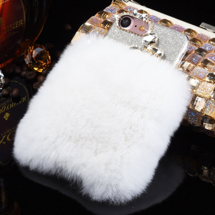 For  iPhone 8 & 7  Genuine Rabbit Hair Diamond Encrusted Flash Powder Soft TPU Protective Case