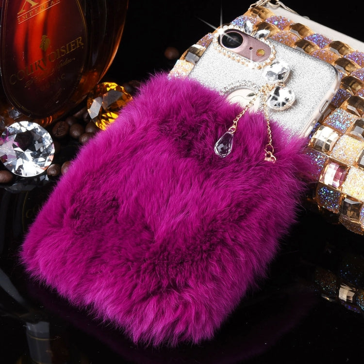 For  iPhone 8 & 7  Genuine Rabbit Hair Diamond Encrusted Flash Powder Soft TPU Protective Case