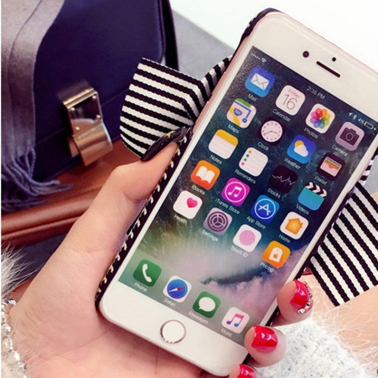 For  iPhone 8 & 7  Swallow Gird Pattern 3D Bowknot Protective Back Cover Case with Grand Circle Pandent
