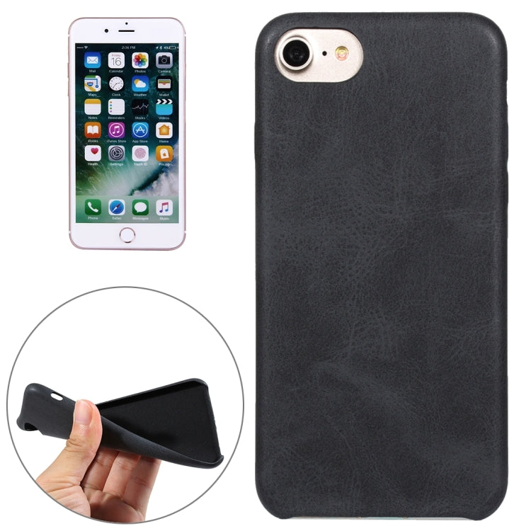 For  iPhone 8 & 7  Crazy Horse Texture Leather Surface Soft TPU Protective Back Case