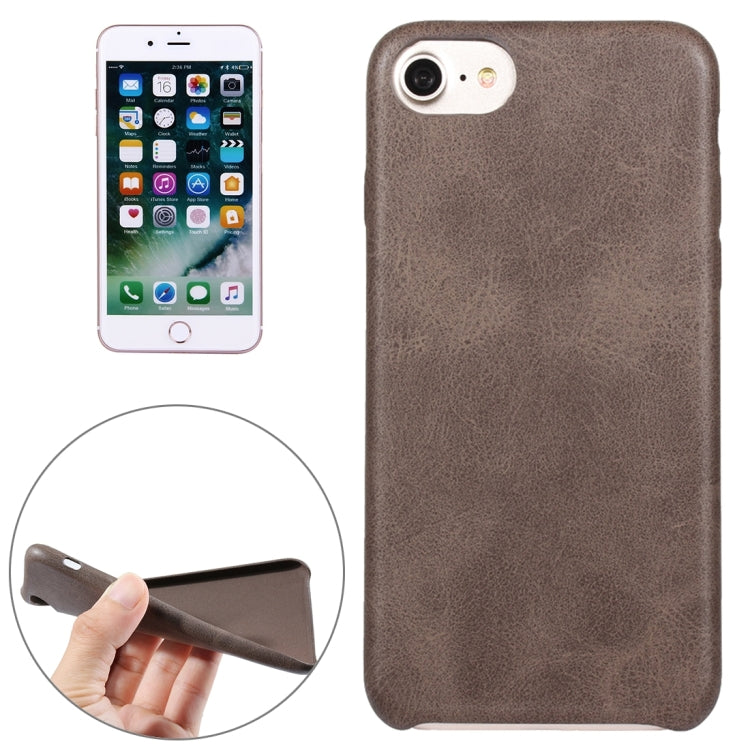 For  iPhone 8 & 7  Crazy Horse Texture Leather Surface Soft TPU Protective Back Case