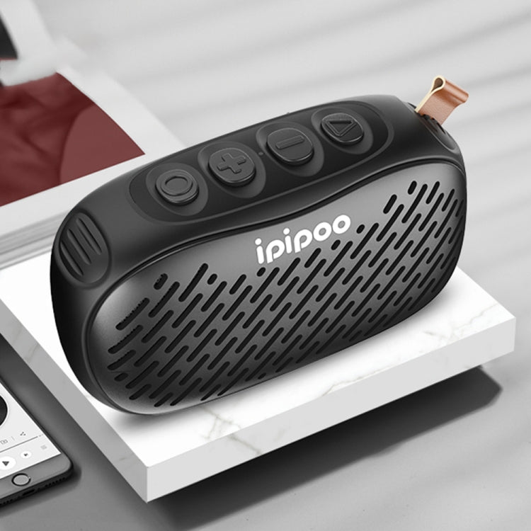 ipipoo YP-6 Outdoor Waterproof IPX45 Hand-held Wireless Bluetooth Speaker, Support Hands-free & FM & TF Card & AUX (Black)