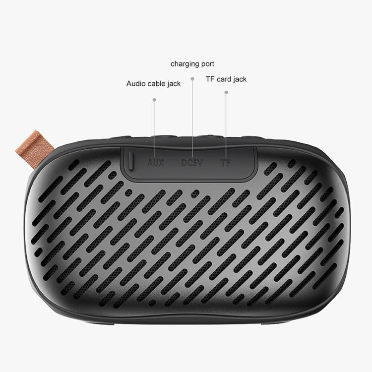 ipipoo YP-6 Outdoor Waterproof IPX45 Hand-held Wireless Bluetooth Speaker, Support Hands-free & FM & TF Card & AUX (Black)