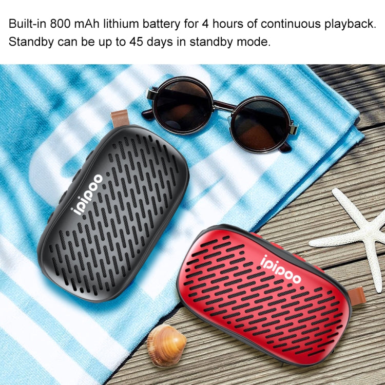 ipipoo YP-6 Outdoor Waterproof IPX45 Hand-held Wireless Bluetooth Speaker, Support Hands-free & FM & TF Card & AUX (Black)