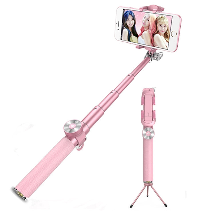 CYKE BR11D 6 in 1 Aluminum Alloy Retractable Multi-function Bluetooth Selfie Stick Set (Rose Gold)