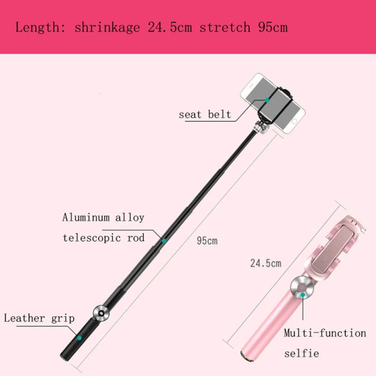 CYKE BR11D 6 in 1 Aluminum Alloy Retractable Multi-function Bluetooth Selfie Stick Set (Rose Gold)