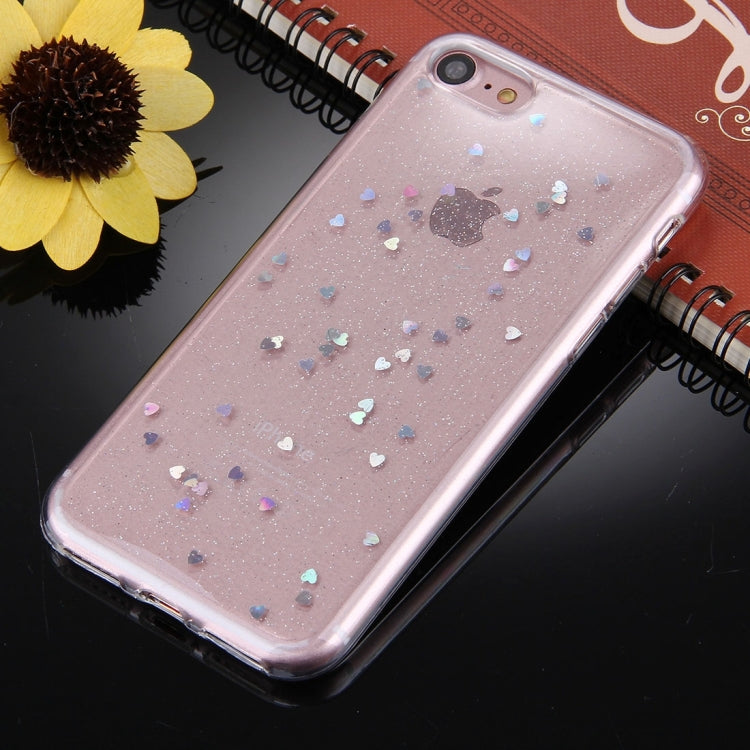For  iPhone 8 & 7  Glitter Powder Transparent Soft TPU Protective Back Cover Case