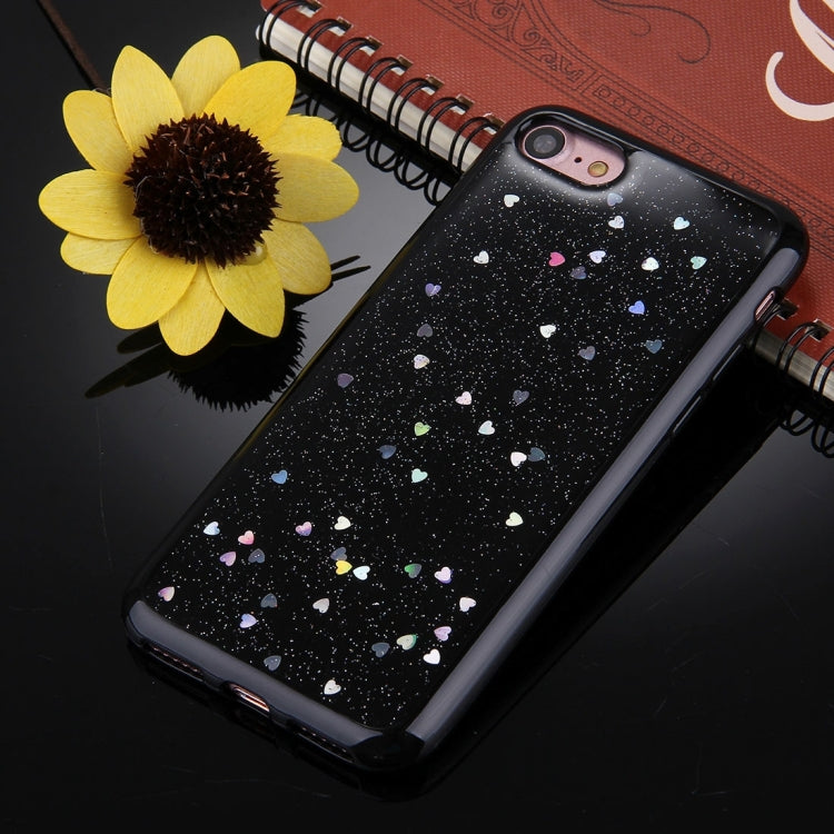 For  iPhone 8 & 7  Black Background Glitter Powder Soft TPU Protective Back Cover Case