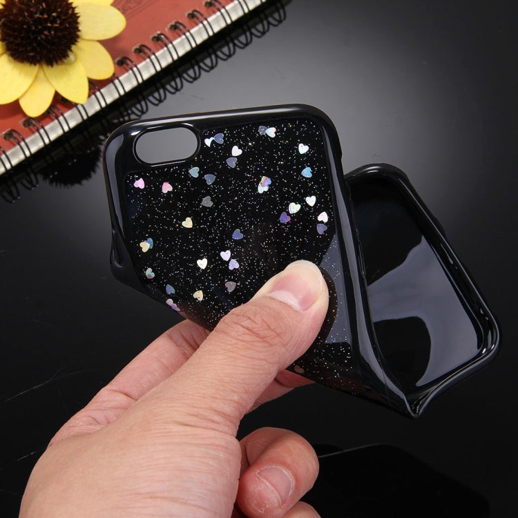 For  iPhone 8 & 7  Black Background Glitter Powder Soft TPU Protective Back Cover Case