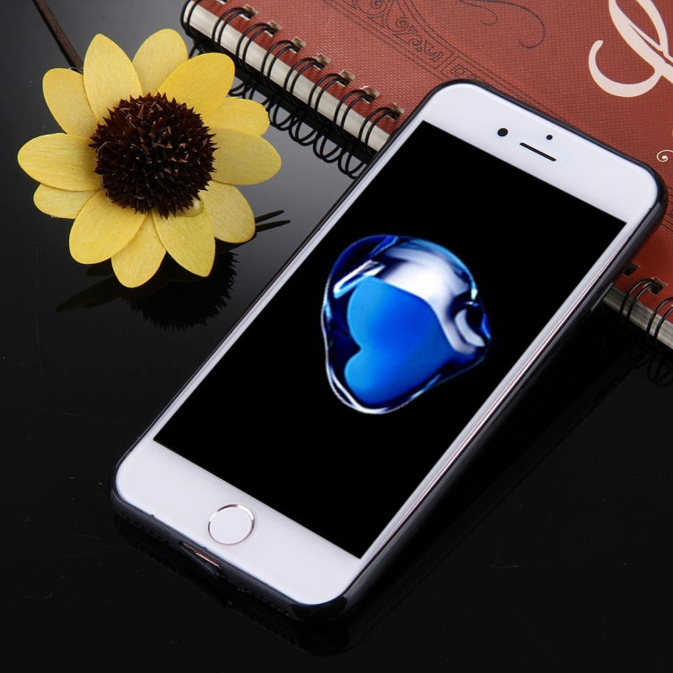 For  iPhone 8 & 7  Black Background Glitter Powder Heart Pattern TPU Bumper Frame Protective Hard Back Cover Case